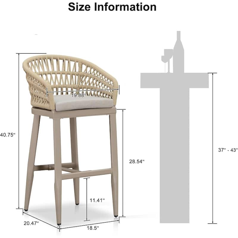PURPLE LEAF 2 Set of Modern Bar Stool with Backrest and Arm,Cushion Included
