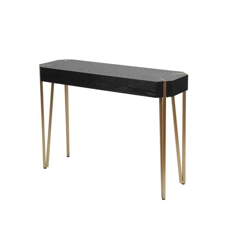 Black Wood and Gold Metal Console and Entry Table - 30.25" H x 42" W