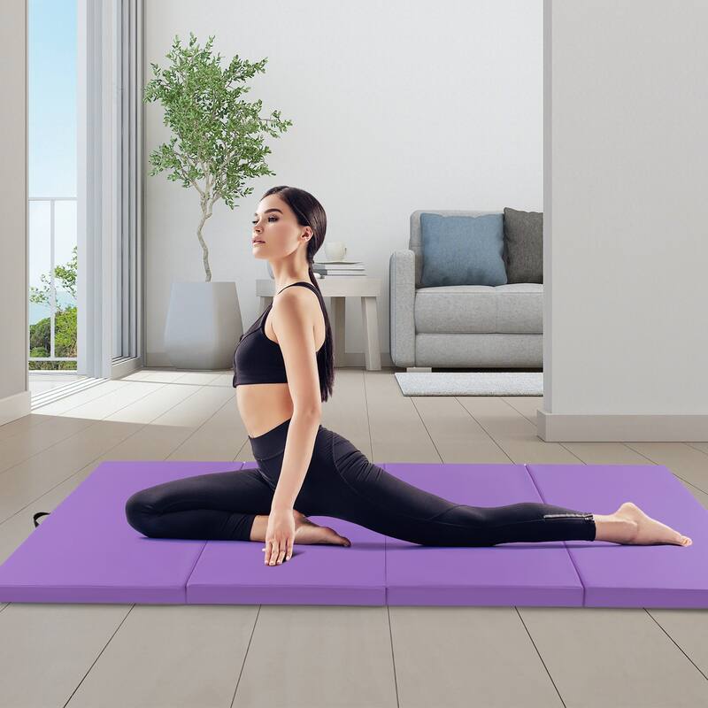Gymax 10' x 4' x 2'' 4-Panel Folding Exercise Mat w/ Carrying Handles