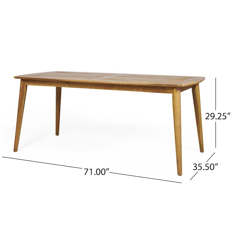 Christopher Knight Home - Outdoor Acacia Wood 7-Piece Dining Set with Wicker Dining Chairs & 71" Rectangular Table