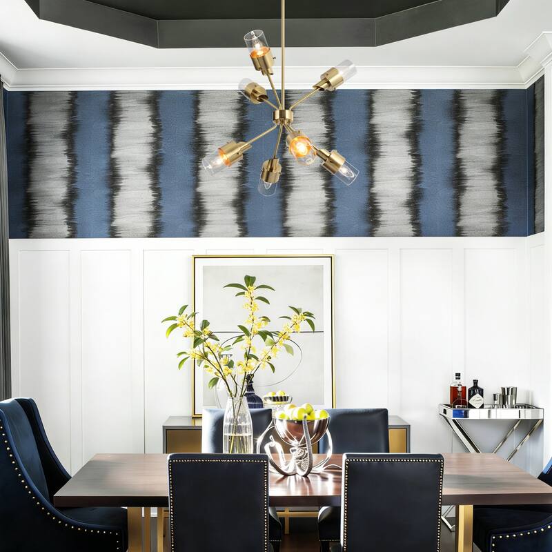 Modern Glam 7-Light Gold Sputnik Chandeliers with Clear Glass