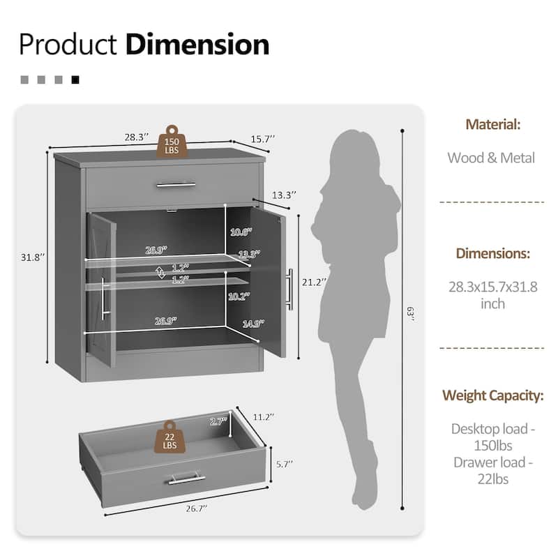 Futzca Sideboard Buffet Cabinet, Kitchen Storage Cabinet
