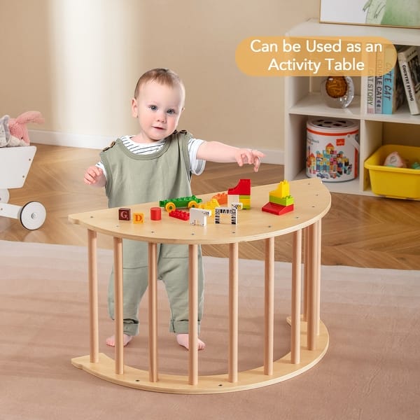 slide 2 of 9, Kids Climbing Arch Rocker with Cushion, Montessori Play & Development Tool for Toddler - 31.5" x 17.5" x 15.5" 0-24 Months