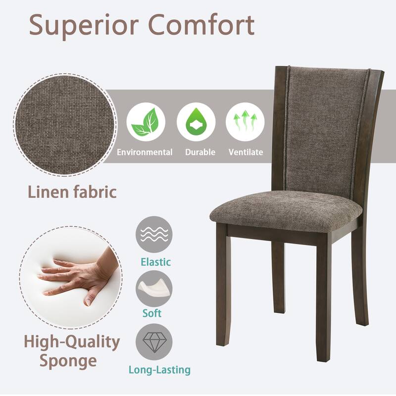 Dining Chairs Only, Wooden Dining Chairs Set of 4, Kitchen Chair with Padded Seat, Upholstered Side Chair for Dining Room