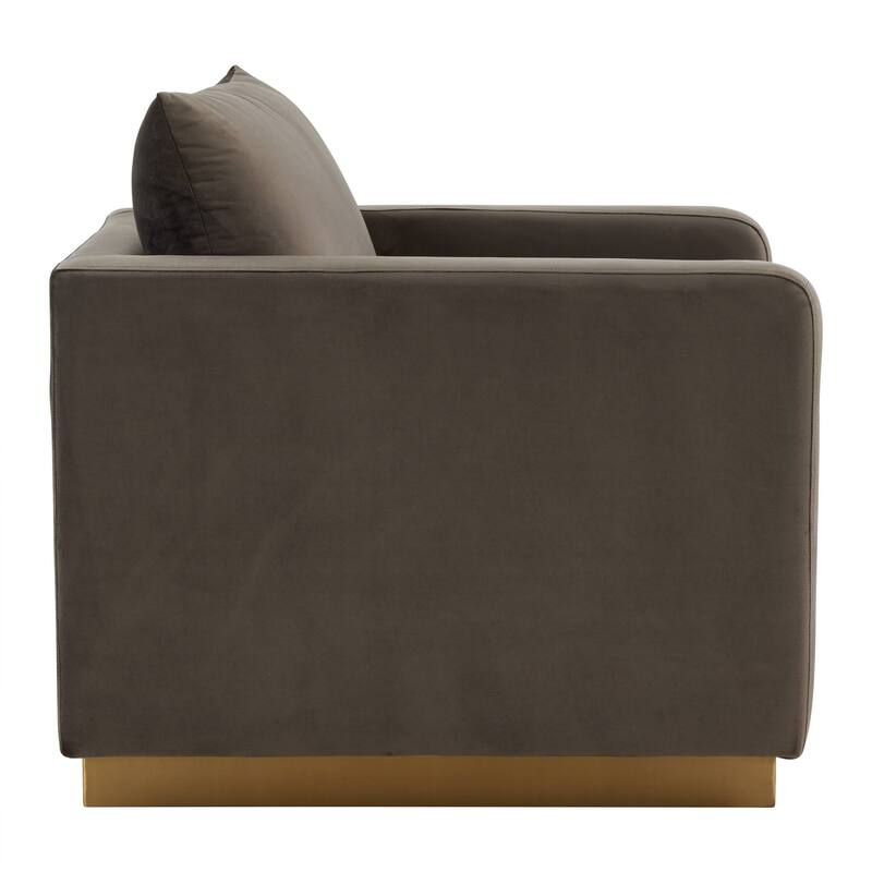Nervo Velvet Modern Single Seater Sofa, Accent Arm Chair with Gold Stainless Steel Square Base for Living Room & Bedroom - 32.67