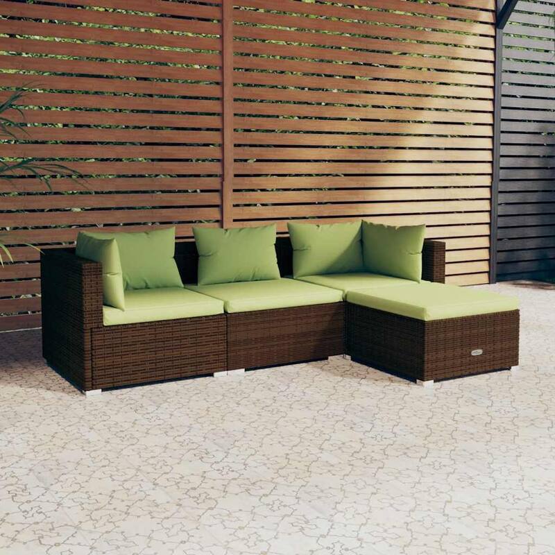 vidaXL Patio Lounge Set Outdoor Sectional Sofa Set Table Garden Poly Rattan - 27.6" x 27.6" x 23.8"