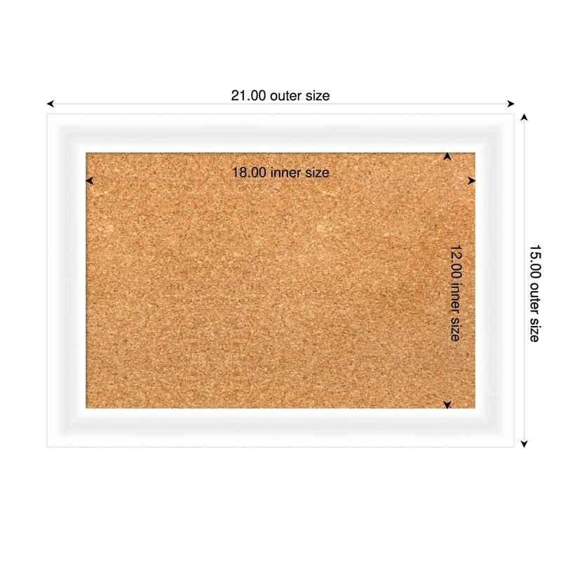 Oliver White Narrow Wood Framed Cork Board - Bulletin Board, Organization Board, Pin Board - Natural - 21 x 15 in