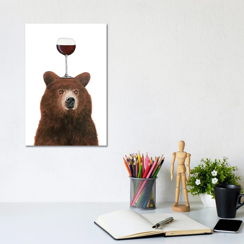 iCanvas "Bear With Wineglass" by Coco de Paris Canvas Print - 12x8x0.75
