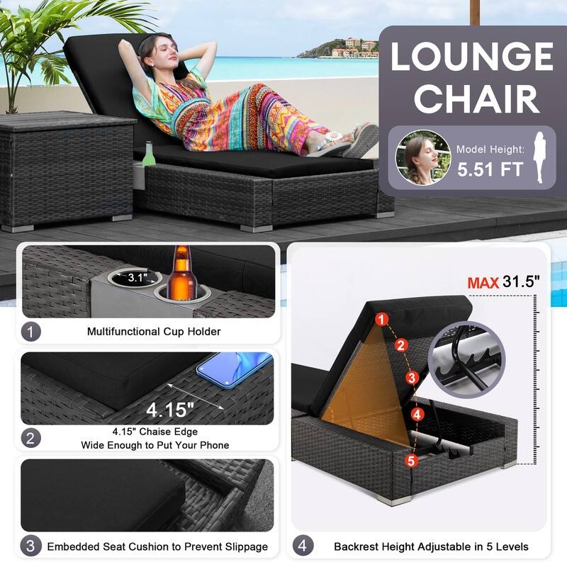 FINCATI 11 Pieces Patio Furniture Set Outdoor Sectional Sofa with Firepit Table