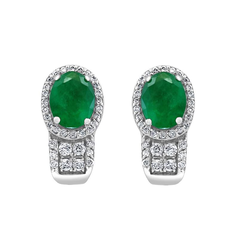 EFFY 14K Gold Diamond Emerald Earrings