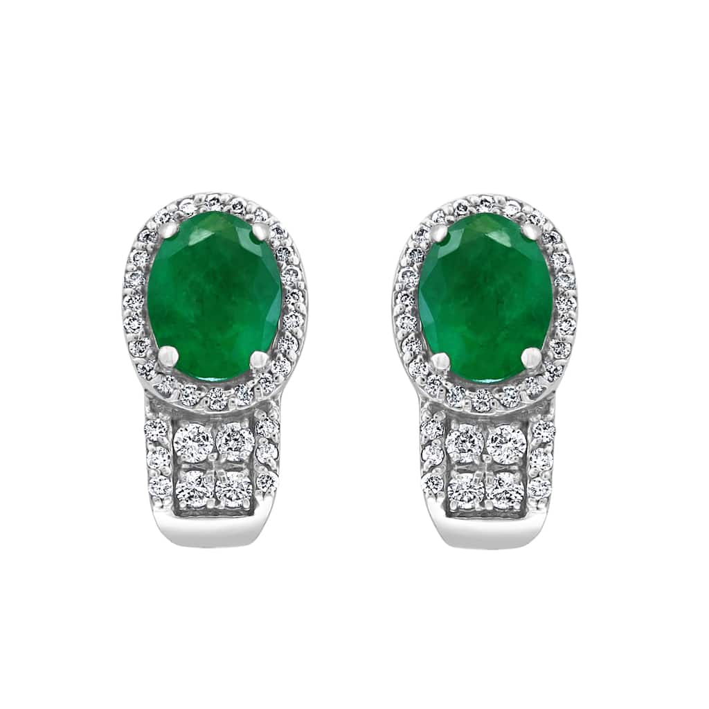EFFY 14K Gold Diamond Emerald Earrings