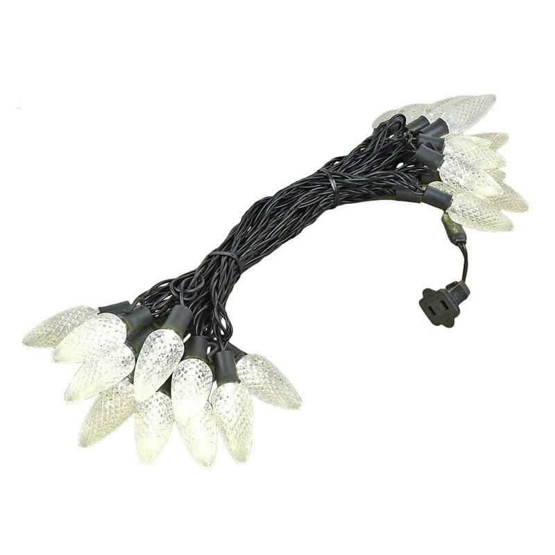 25 Foot C9 LED Outdoor Christmas String Light Set, Warm White, Black Wire - String Lights