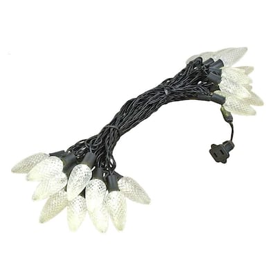 25 Foot C9 LED Outdoor Christmas String Light Set, Warm White, Black Wire