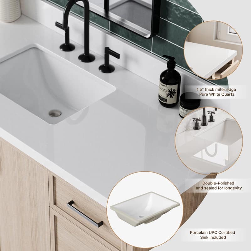 Ariel K55WQRVO Kelly 55" Free Standing Single Basin Vanity Set with