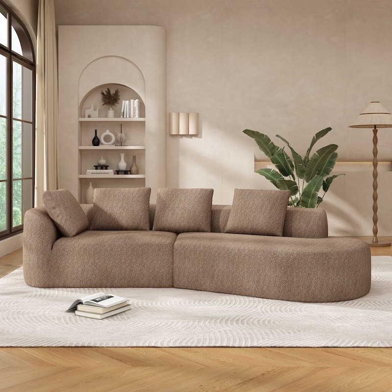 Christopher Knight Home - Olivia Curved Foam Sofa Set - 116"L - Camel