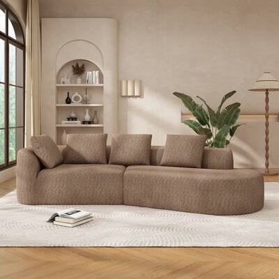 Roomfitters 116" Modern Curved 2-Piece Sectional Sofa with Chaise Lounge, Comfy Upholstery for Living Room