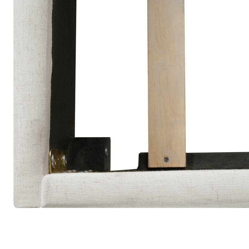 Christopher Knight Home - Serena Modern Linen Upholstered Bed Frame with Thick Headboard and Wooden Legs