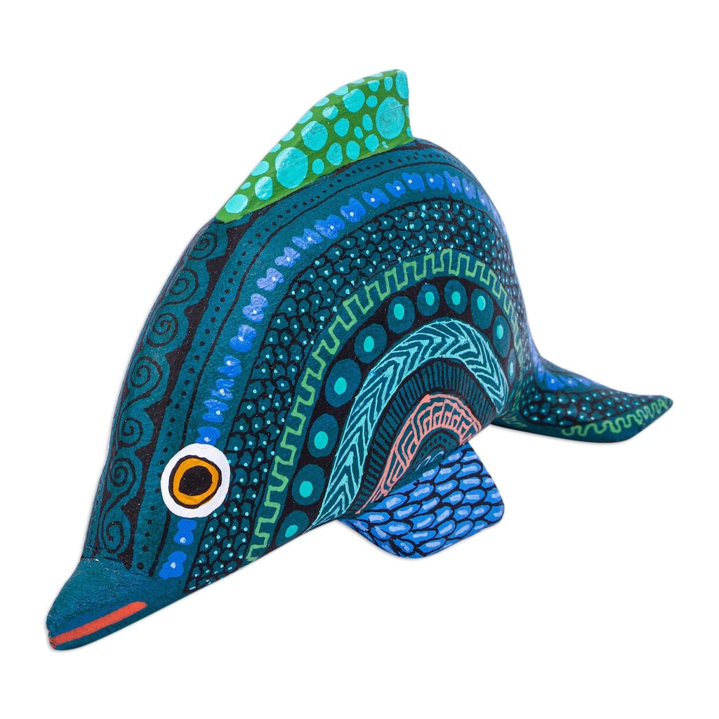 Novica Handmade Ocean Dolphin Wood Alebrije Sculpture