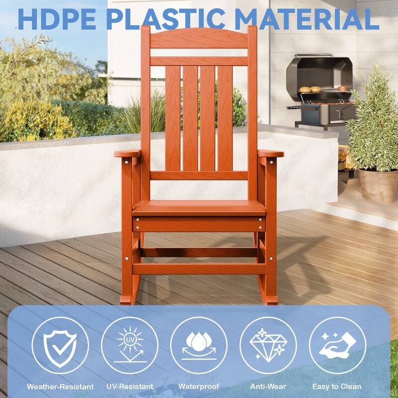 High-Back Oversized Plastic Rocking Chair –Stable & Smooth Glide