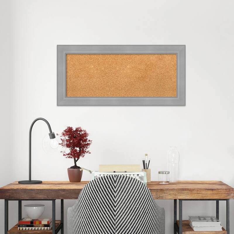 Vista Brushed Nickel Framed Cork Bulletin Memo Board