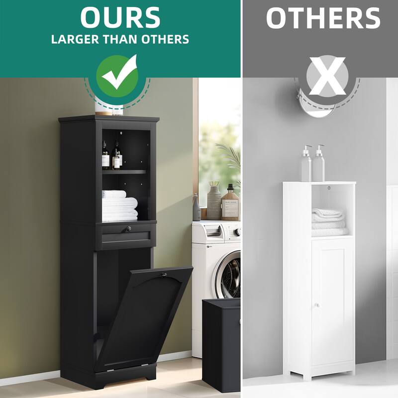 Moasis 53" Tall Tilt Out Laundry Hamper Bathroom Storage On