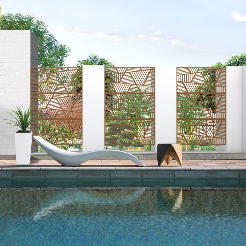 Metal Privacy Screen Wall Decoration Free Standing-6.3 ft. H X 4 ft. W