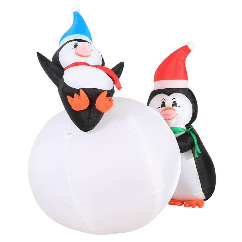 Occasions 6 ft. Inflatable Penguins With Swirling Lights Snowball, Tall, Multicolored