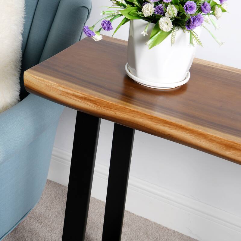 Natural Wood Rectangle Coffee Console Table