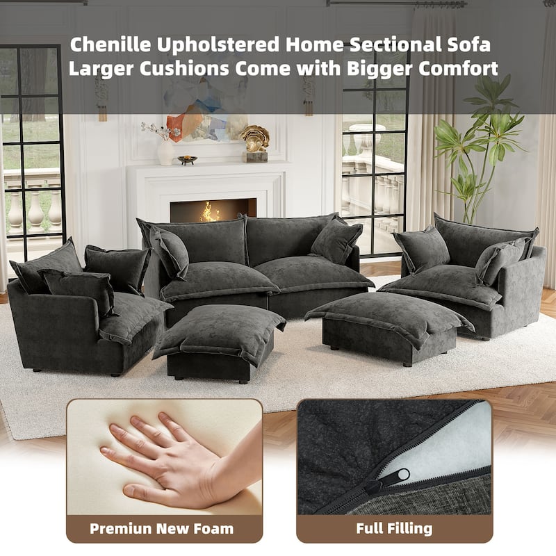 6-Piece Chenille Cloud Modular Living Room Set