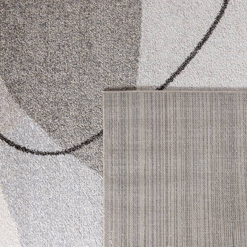 Modern Area Rug with Abstract Artful Pattern in Beige and Grey