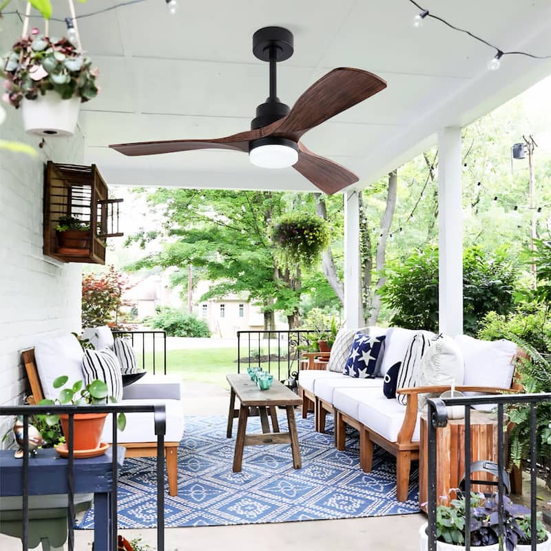 42 Inch Modern Black Ceiling Fan With Light 3 ABS Blades Remote Control Reversible DC Motor With Dimmable LED