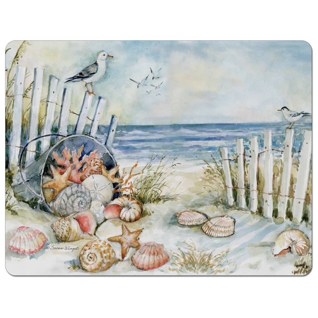 Coastal Sanctuary Flexible Plastic Cutting Board Mat 15" x 11.5", Made in the USA, Decorative, Flexible, Easy to Clean