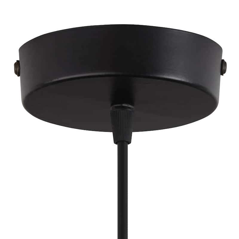 Mina River of Goods Black and Gold-Finish Metal Adjustable Drop Height 17.5-Inch Hanging Pendant Light