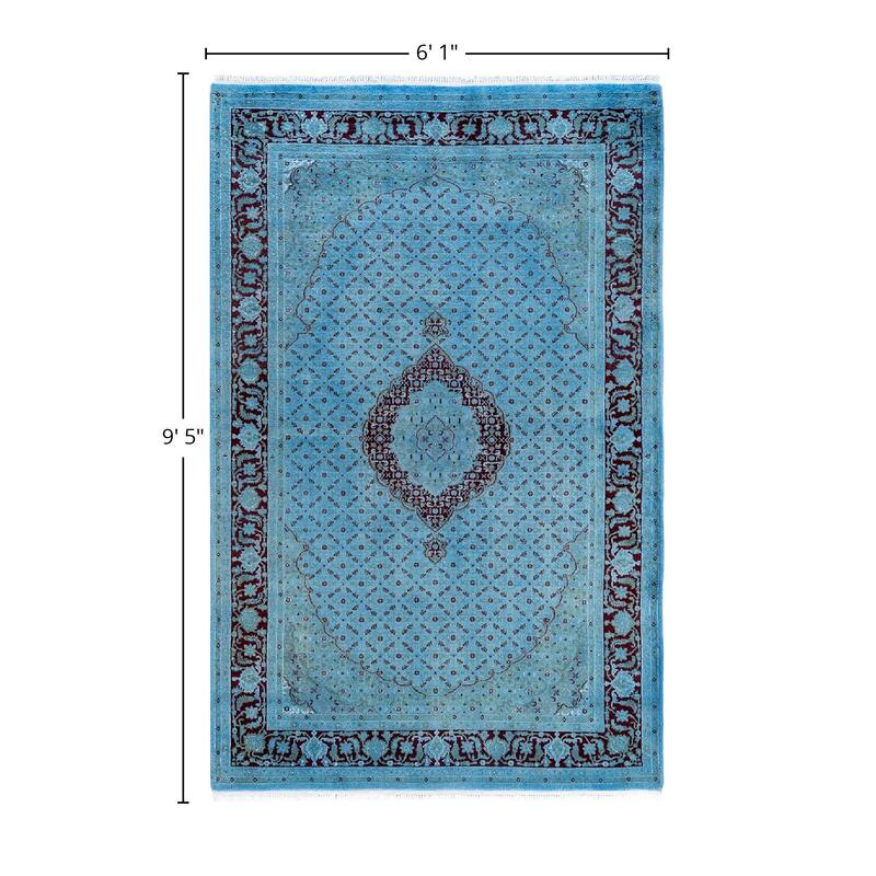 Fine Vibrance One-of-a-Kind Hand-Knotted Area Rug - Gray, 6' 1" x 9' 5" - 6' 1" x 9' 5"