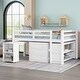 preview thumbnail 1 of 43, Multifunctional Low Study Full Loft Bed Wooden Kids Bed with Cabinet,Shelves and Rolling Portable Desk White