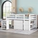 preview thumbnail 1 of 7, White Pine Wood Multifunctional Loft Bed with Movable Desk, Modular Bookshelf, Chest of Drawers Full - White