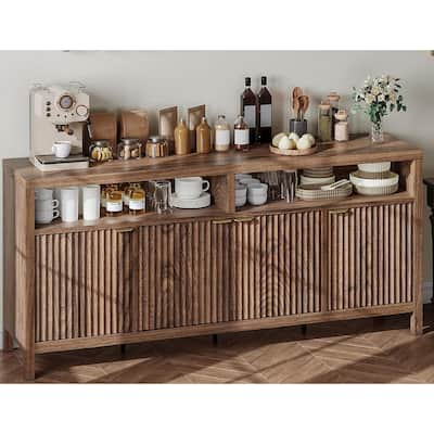 65.8 Inch Fluted Sideboard Buffet Cabinet with 4 Doors with Fluted Door
