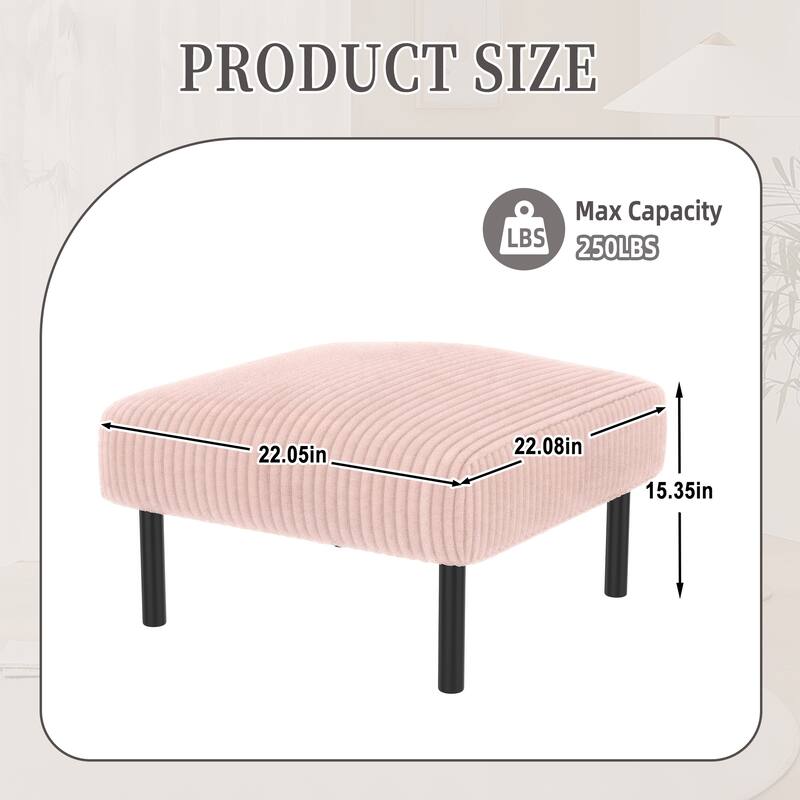 Small Ottoman Footstool with Legs, Corduroy Fabric Ottoman Foot Stool with Soft Padded seat