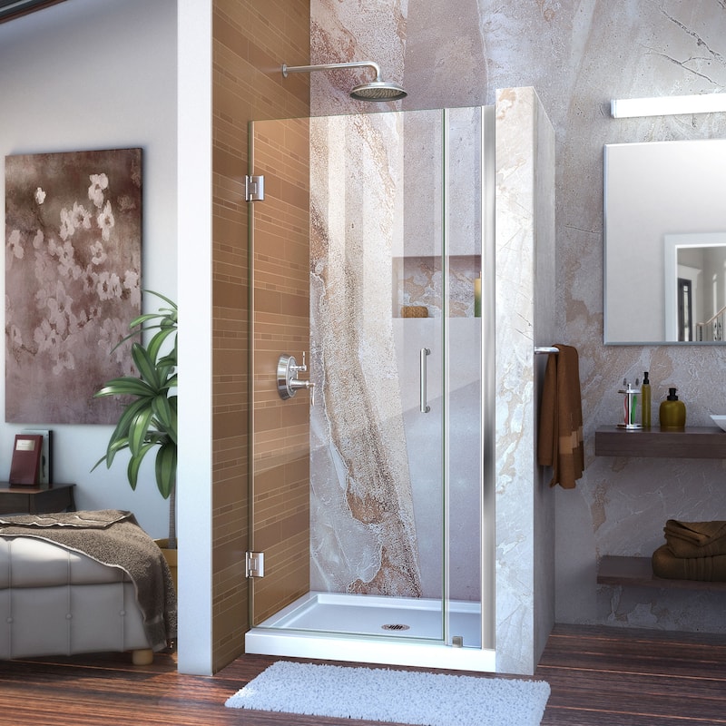 DreamLine Unidoor 33-34 in. W x 72 in. H Frameless Hinged Shower Door - 33" - 34" W