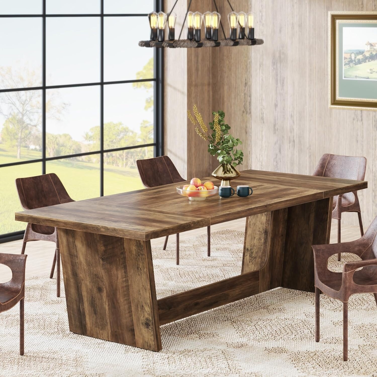 70.87-Inch Wood Dining Table, Large Dining Room Table for 6-8
