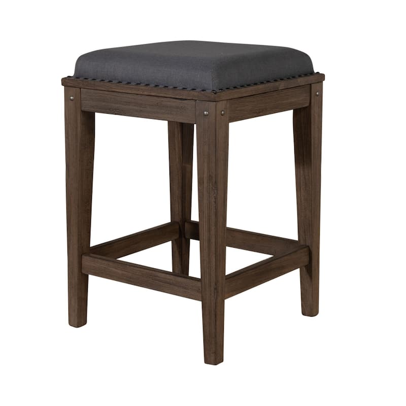 Sonoma Road Weathered Beaten Bark Antique Pewter Metal Upholstered Console Stool - 17"x17"x26"