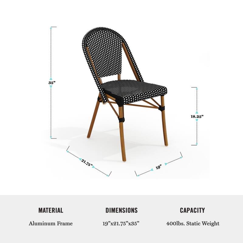 Martha Stewart 2PK All-Weather Stackable Patio Bistro Dining Chairs - 19"W x 21.75"D x 35"H
