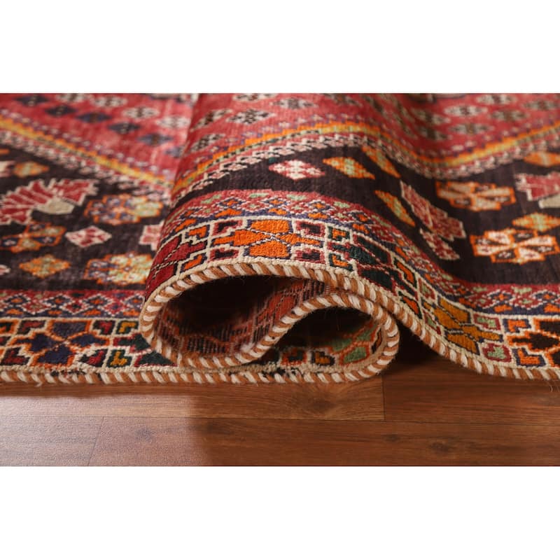 Vegetable Dye Shiraz Persian Vintage Rug Hand-knotted Wool Carpet - 4'7"x 7'5"