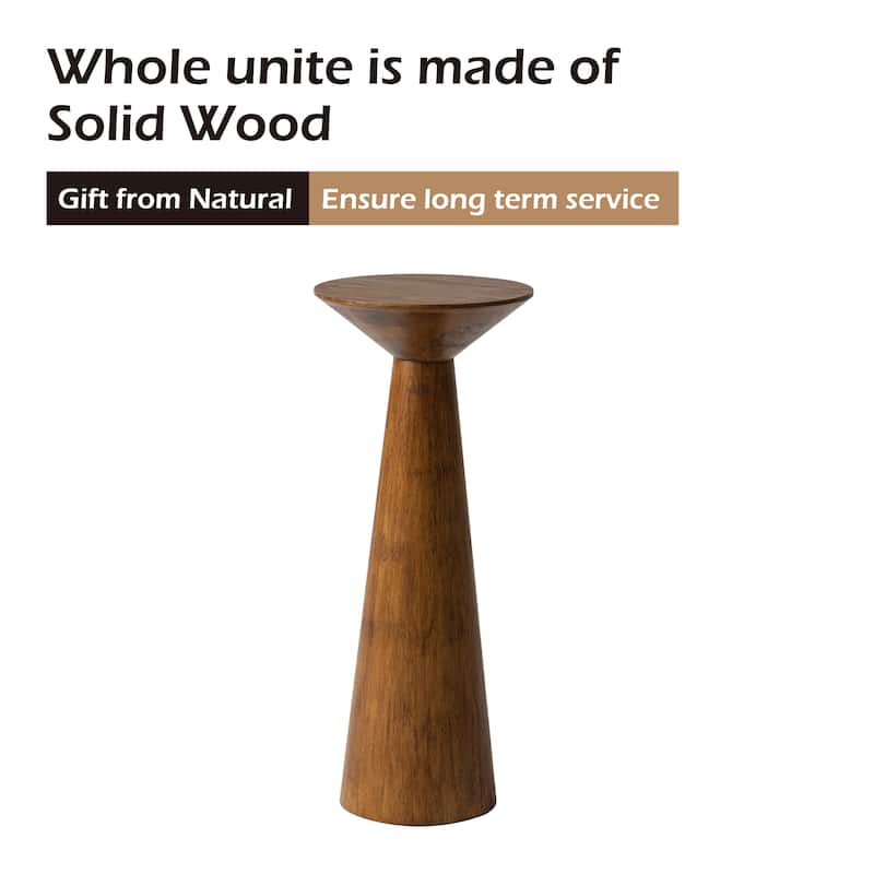 COZAYH Farmhouse Pedestal End Table, Round Martini Table Wood Plant Stand Rustic Small Drink Table for Living Room, Bedroom