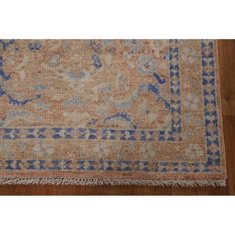 Hand Knotted Oriental 100% Wool Carpet Transitional Geometric Brown Oushak Area Rug - 3' 10'' X 2' 11''