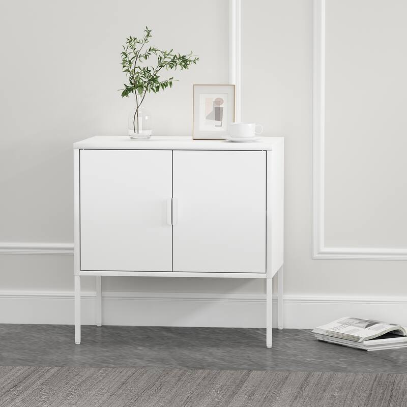 Manhattan Comfort Ava 24" Metal Accent Cabinet - White