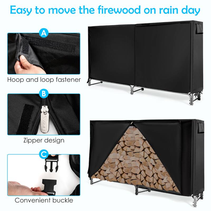 Costway 4FT/5FT/6FT/8FT Firewood Storage Log Rack Heavy Duty Iron Log