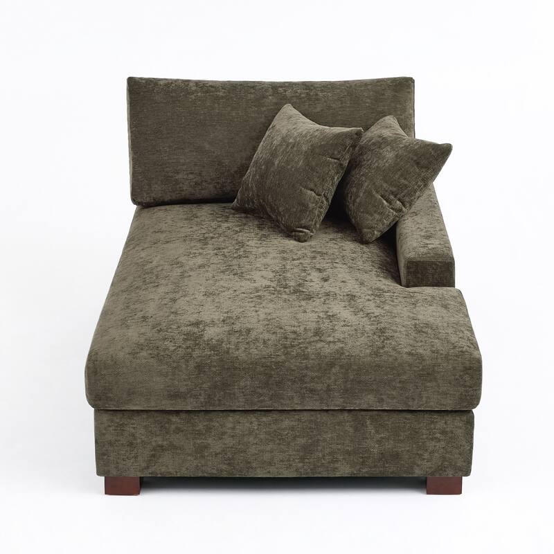 40.8"W Modern Chenille Upholstered Chaise Lounge with Pillow