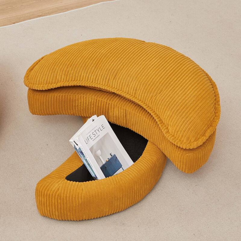 Oversized Swivel Chair with moon storage ottoman