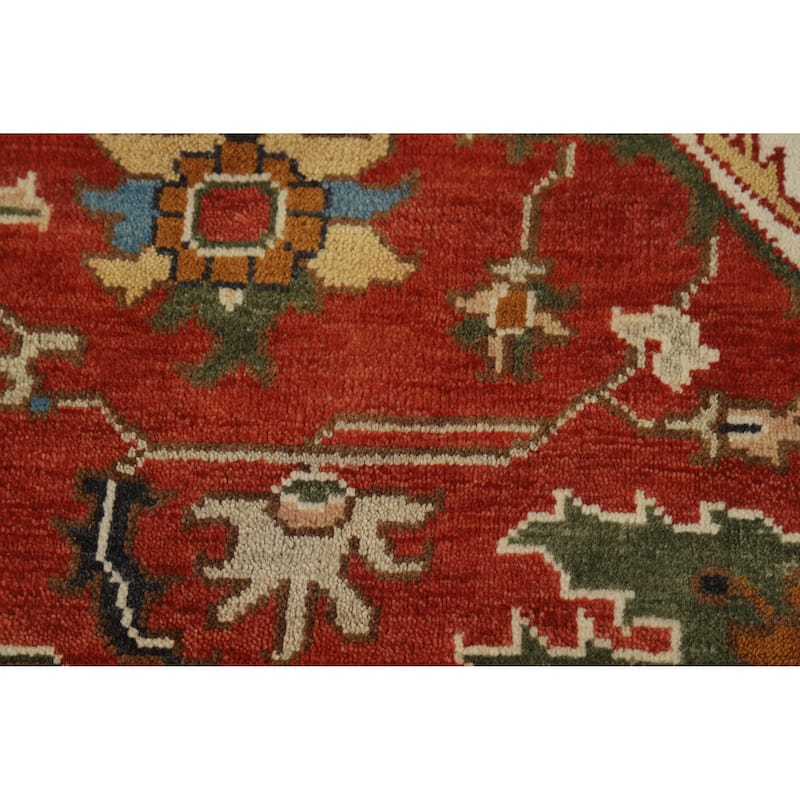 Medallion Orange Heriz Serapi Rug Handmade Traditional Wool Carpet - 8'8" x 11'5"